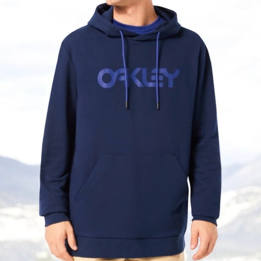 Oakley Mens B1B PO Hoodie 2.0 Navy Blue Pullover Sweatshirt 2XL Sporty Casual